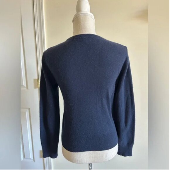 KULE cashmere sweater crew neck Smiley Face navy blue size S - Picture 4 of 9